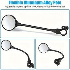 2pcs Bike Rear View Mirror 360 Rotatable Adjustable Wide Angle Universal