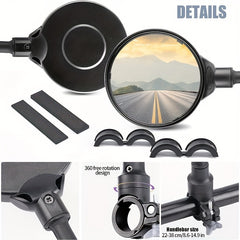 2pcs Bike Rear View Mirror 360 Rotatable Adjustable Wide Angle Universal