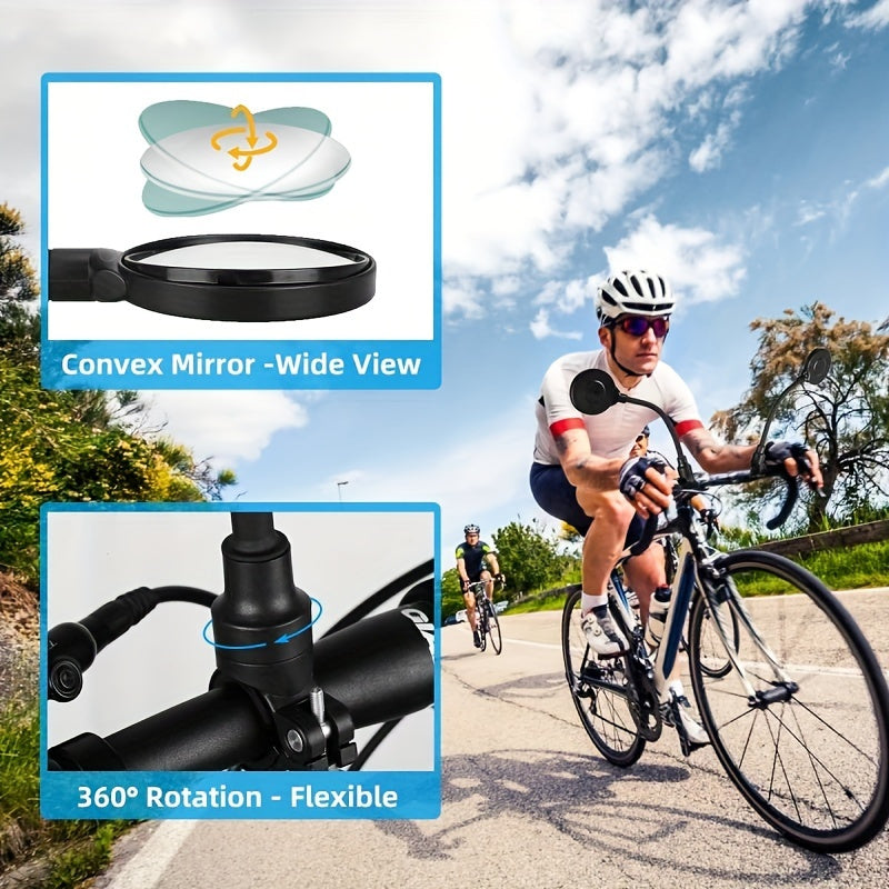 2pcs Bike Rear View Mirror 360 Rotatable Adjustable Wide Angle Universal