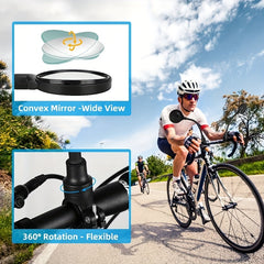 2pcs Bike Rear View Mirror 360 Rotatable Adjustable Wide Angle Universal