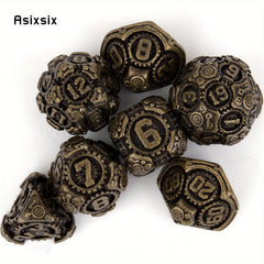7pcs Brass Gear Metal Dice Set for RPG Board Game