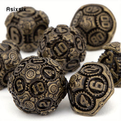 7pcs Brass Gear Metal Dice Set for RPG Board Game