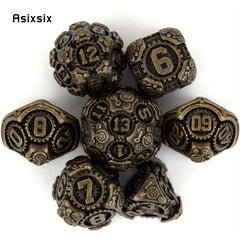 7pcs Brass Gear Metal Dice Set for RPG Board Game