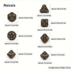 7pcs Brass Gear Metal Dice Set for RPG Board Game