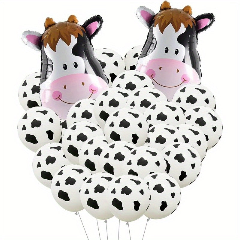 26pcs Cow Balloons Giant Cow Shape Mylar Balloon Set Farm Animal Balloons