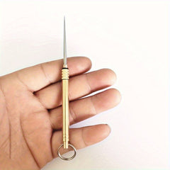 2pcs Portable Brass Stainless Steel Toothpicks Key Chain