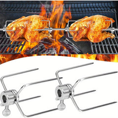 2pcs Rotisserie Meat Forks Stainless Steel BBQ Forks for Outdoor Camping