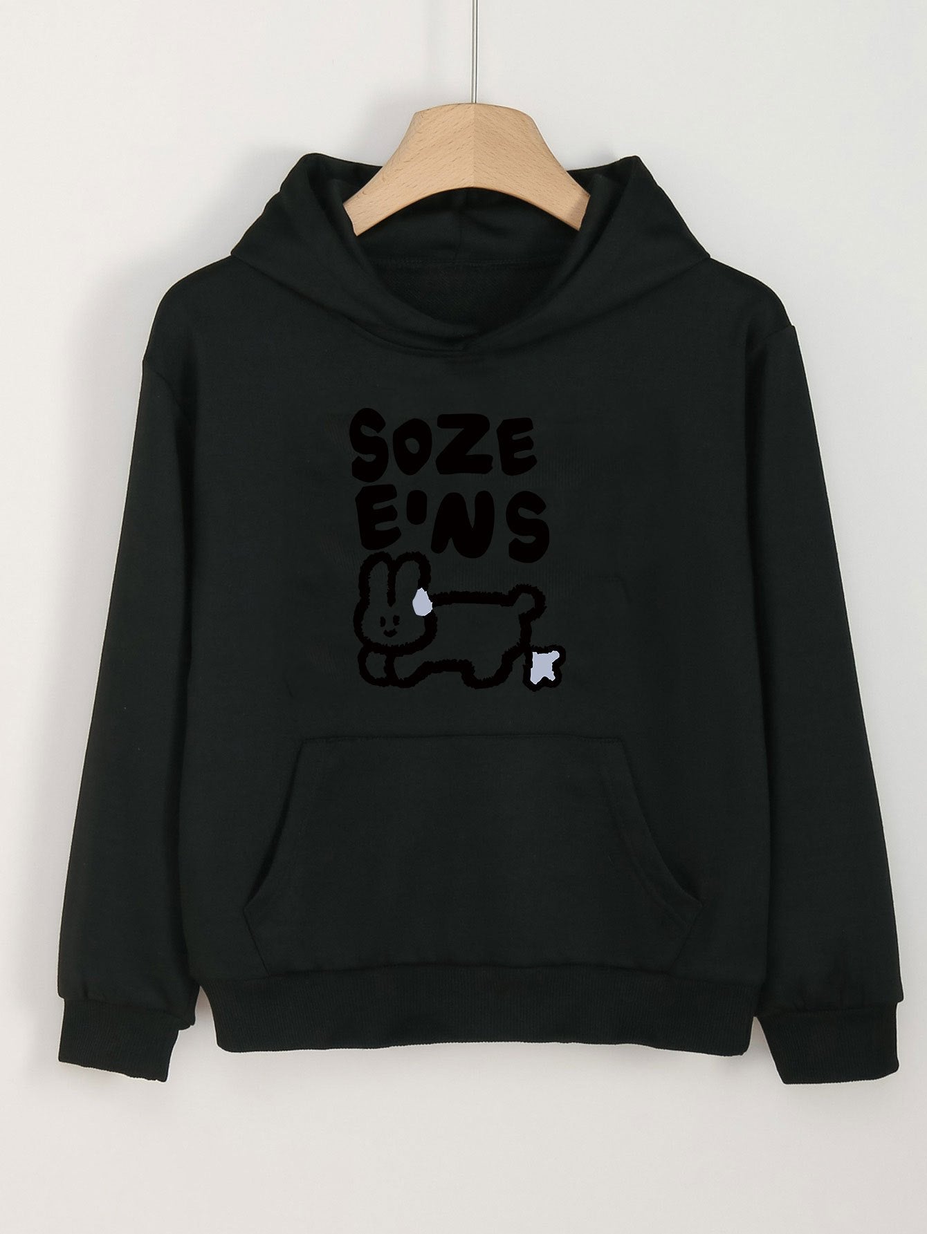 Bunny Print Hoodies Girls Hooded Pullover With Pocket For Spring Fall Winter