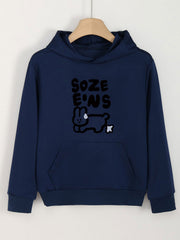 Bunny Print Hoodies Girls Hooded Pullover With Pocket For Spring Fall Winter