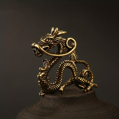 Brass Traditional Chinese Dragon Keychain Pendant