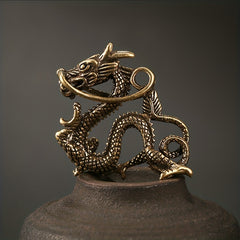 Brass Traditional Chinese Dragon Keychain Pendant