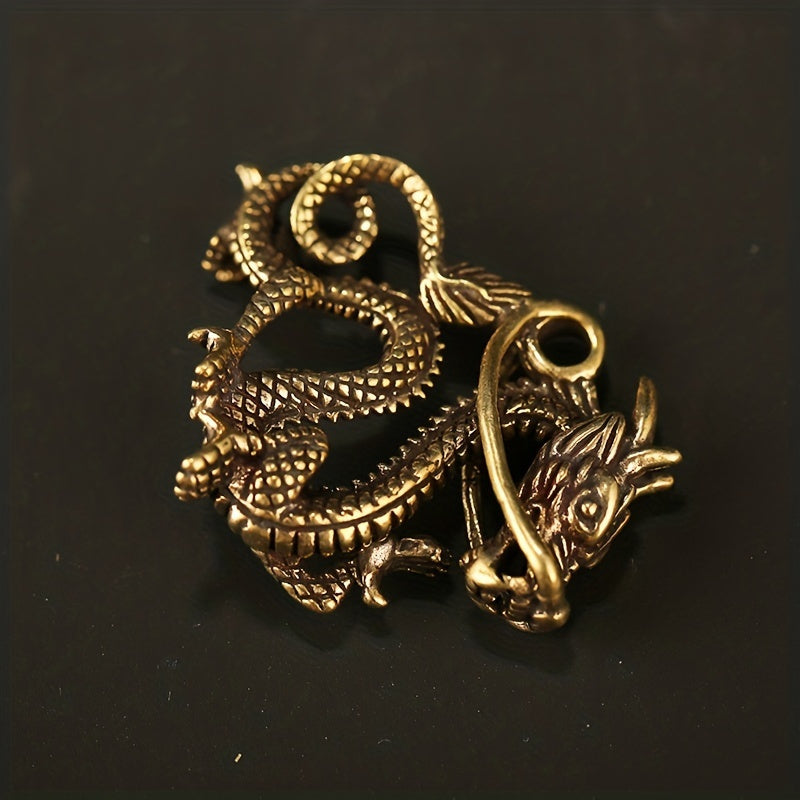 Brass Traditional Chinese Dragon Keychain Pendant
