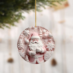 1pc Acrylic 3 14in 2D Pendant Pink Santa Claus Pattern Acrylic Pendant