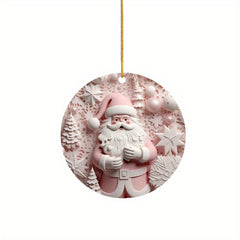1pc Acrylic 3 14in 2D Pendant Pink Santa Claus Pattern Acrylic Pendant