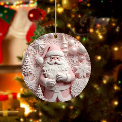 1pc Acrylic 3 14in 2D Pendant Pink Santa Claus Pattern Acrylic Pendant