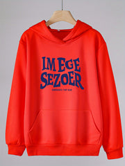 Letter Print Hoodies Girls Comfy Pullover With Pocket