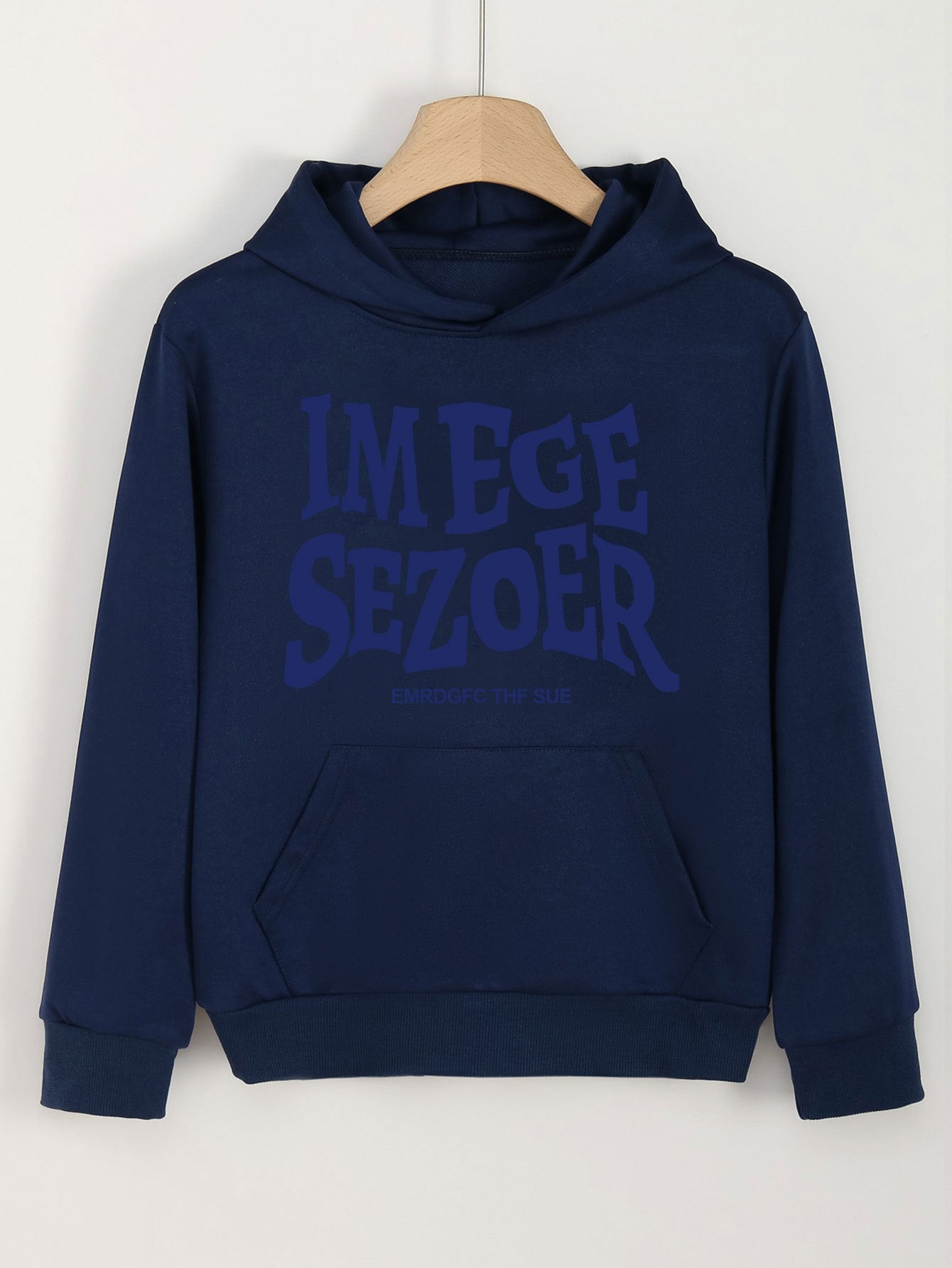 Letter Print Hoodies Girls Comfy Pullover With Pocket