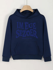 Letter Print Hoodies Girls Comfy Pullover With Pocket