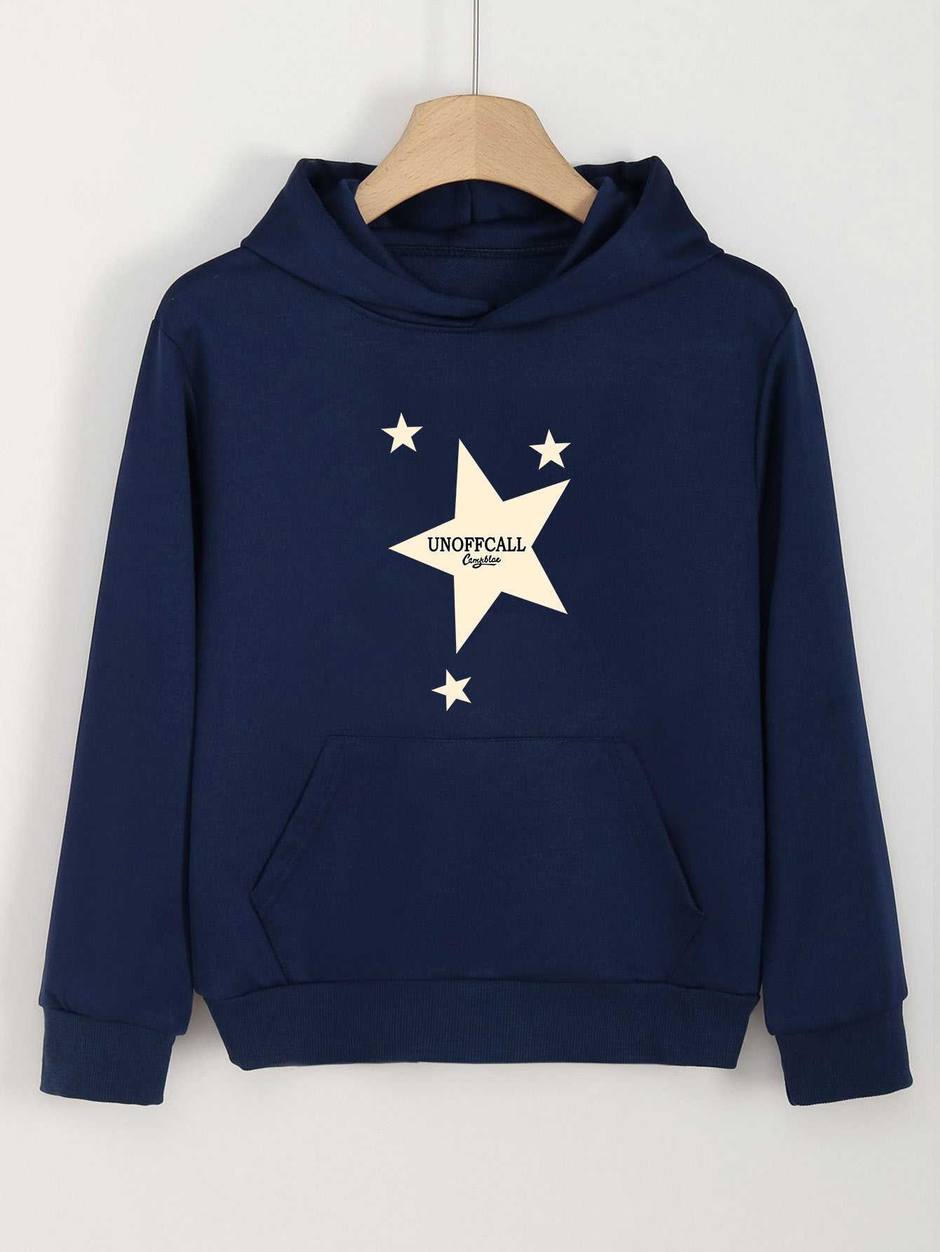 Girls Star Print Hoodies Comfy Hooded Pullover with Pocket