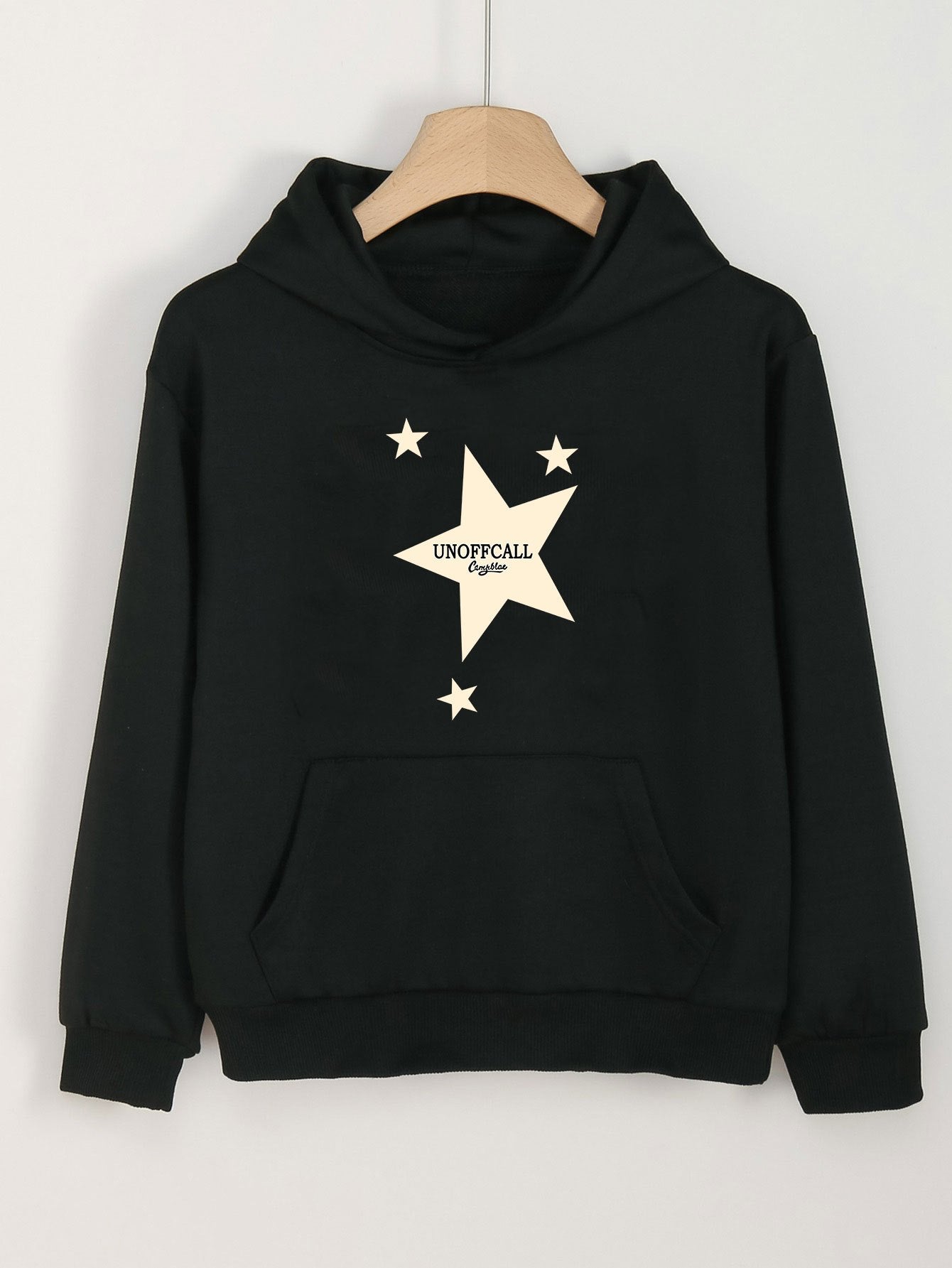 Girls Star Print Hoodies Comfy Hooded Pullover with Pocket