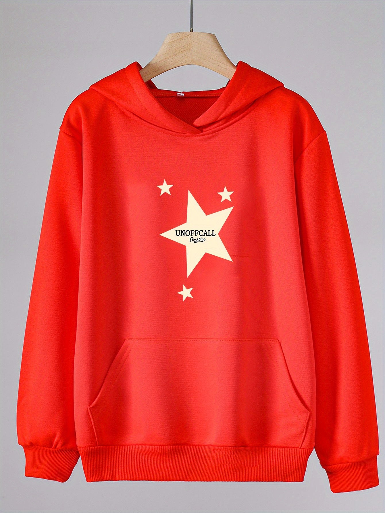 Girls Star Print Hoodies Comfy Hooded Pullover with Pocket