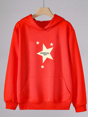 Girls Star Print Hoodies Comfy Hooded Pullover with Pocket