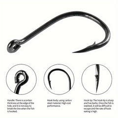 100pcs High Carbon Steel Barbed Fish Hooks Set With Hole, 3-12 Hooks, Tackle Box
