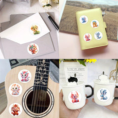 500 Dragon Animal Stickers, 10 Patterns, 2.54cm Labels, Cartoon Decals