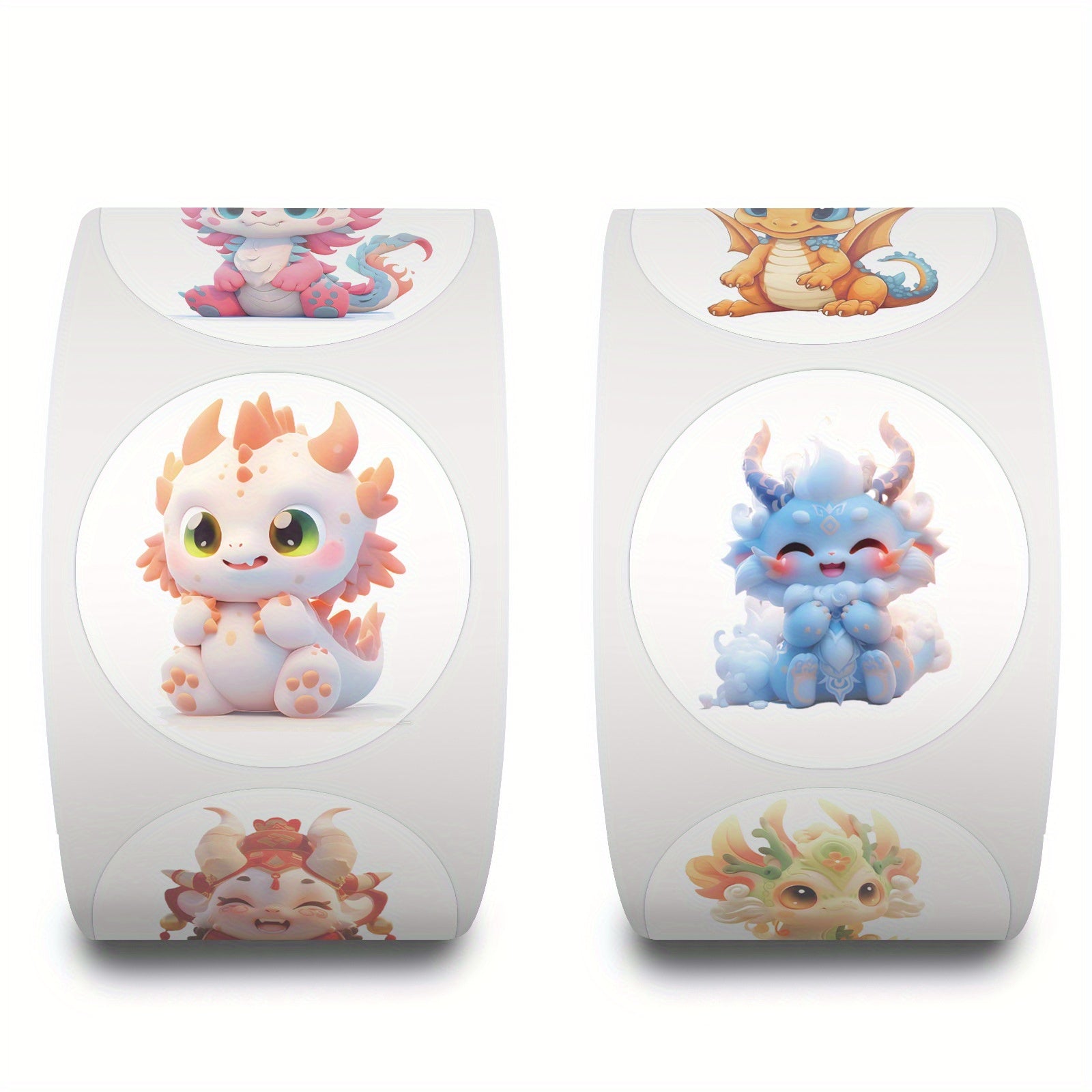 500 Dragon Animal Stickers, 10 Patterns, 2.54cm Labels, Cartoon Decals