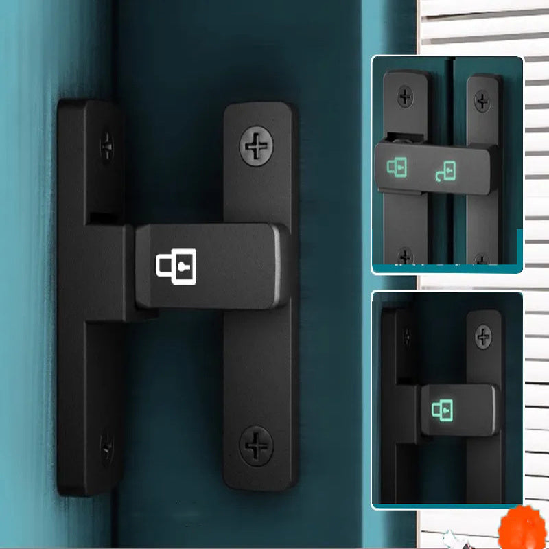 Anti-Theft Sliding Door Latch No Punch Bathroom Bedroom Office Accessory