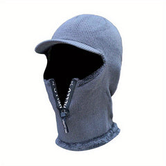 Men's Knitted Cycling Hat with Neck Gaiter & Zipper Face Cover
