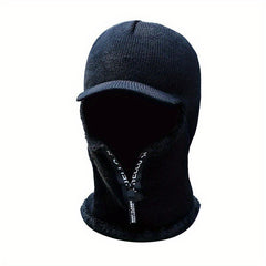 Men's Knitted Cycling Hat with Neck Gaiter & Zipper Face Cover