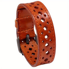 Vintage Faux Leather Wide Bracelet for Women