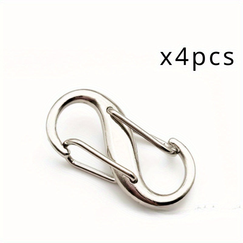 4pcs S-shaped Spring Buckle Backpack Hanging Metal Buckle for Camping Travel