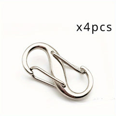 4pcs S-shaped Spring Buckle Backpack Hanging Metal Buckle for Camping Travel