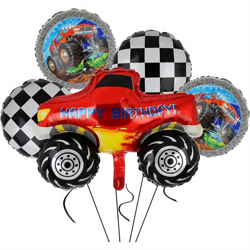 5pcs Monster Truck Balloon Birthday Party Truck Balloon Decoration Supplies
