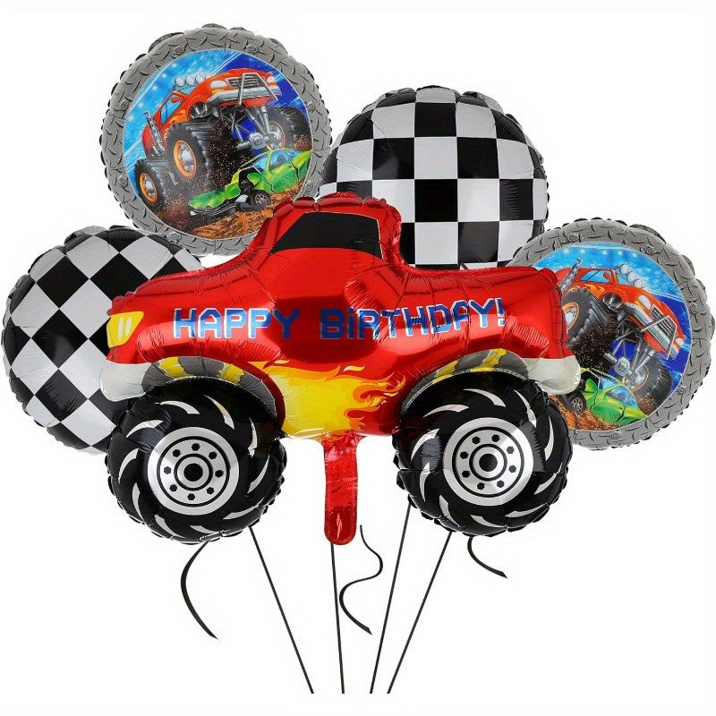 5pcs Monster Truck Balloon Birthday Party Truck Balloon Decoration Supplies