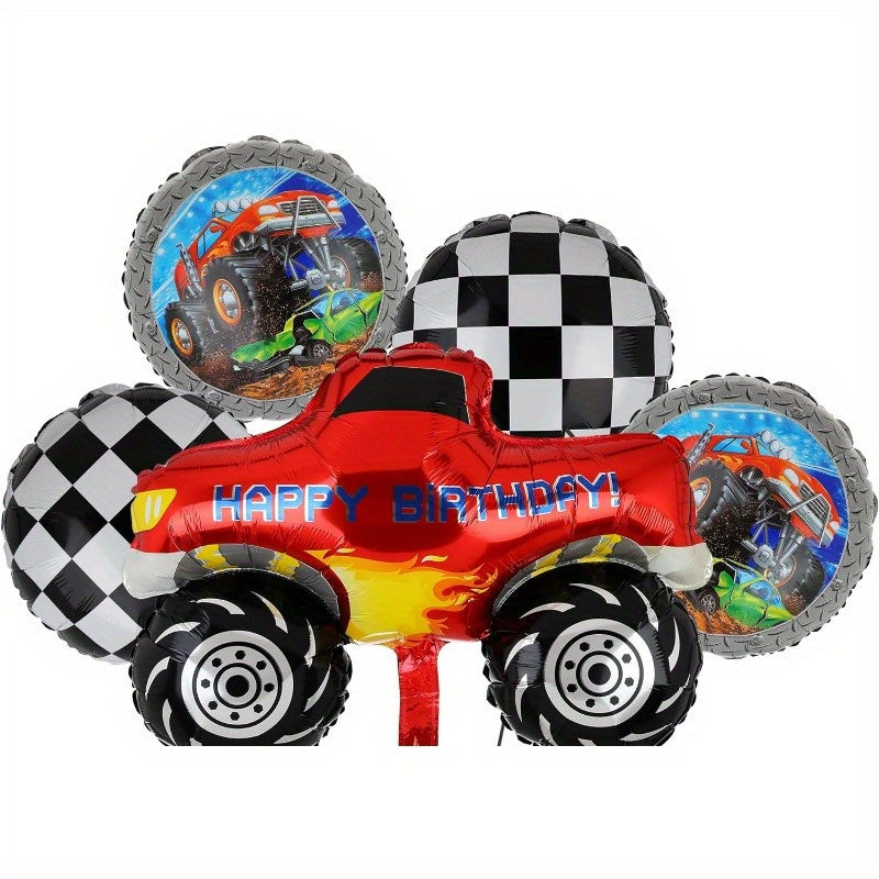 5pcs Monster Truck Balloon Birthday Party Truck Balloon Decoration Supplies