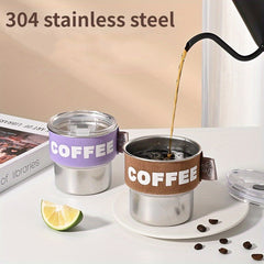 304 Stainless Steel Mini Coffee Cup 400ml with Lid