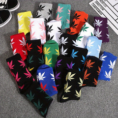 Cotton Maple Leaf Pattern Socks Long Basketball Sports Socks