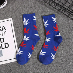 Cotton Maple Leaf Pattern Socks Long Basketball Sports Socks