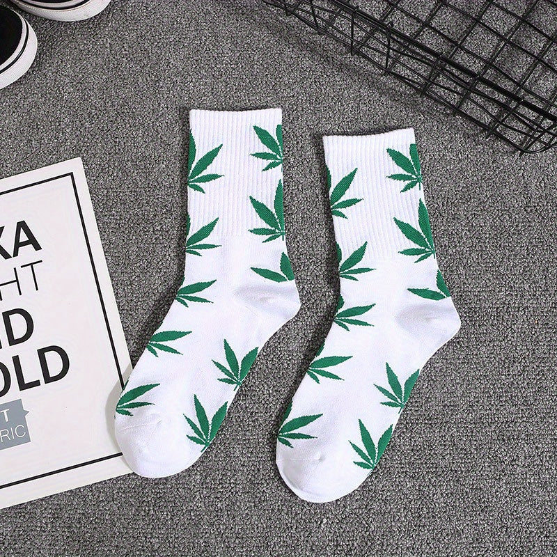 Cotton Maple Leaf Pattern Socks Long Basketball Sports Socks
