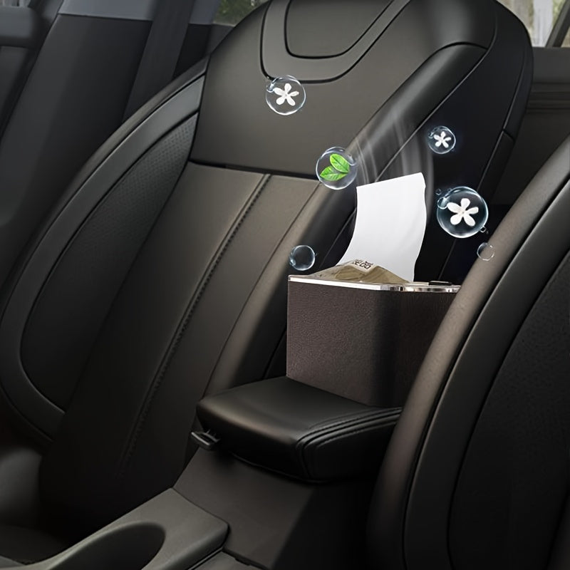 Car Storage Box Built-in Organizer Shelf Cup Holder Armrest Tissue Box