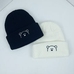 Kids Knitted Bear Embroidery Hat for Cold Weather