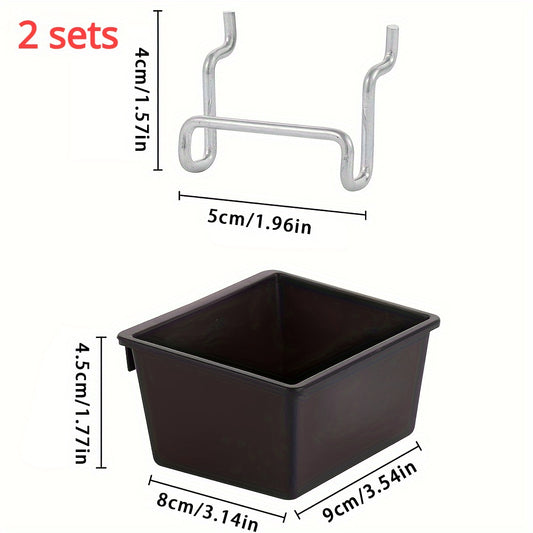 2pcs Stackable Pegboard Bins w/ Hooks Garage Storage Organizer