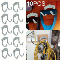10pcs Dual Hook Wall Mounted Tool Holder With Screws