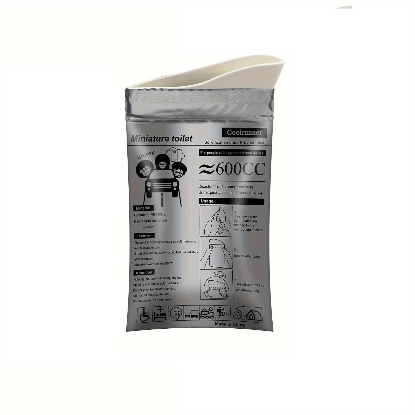 4pcs Camping Disposable Urinals & Vomiting Bags Portable Toilet Bag