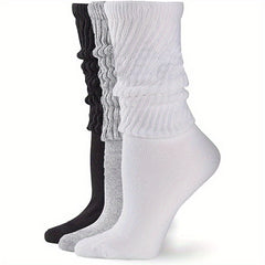 Men's Solid Crew Socks 3 Pairs Quick Dry Breathable Moisture Wicking