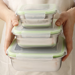 3pcs 304 Stainless Steel Sealed Fresh keeping Boxes Leakproof Food Containers