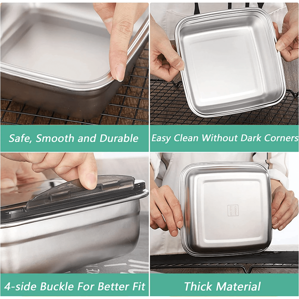 3pcs 304 Stainless Steel Sealed Fresh keeping Boxes Leakproof Food Containers